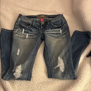 Almost Famous Distressed Low Rise Denim Skinny Jeans